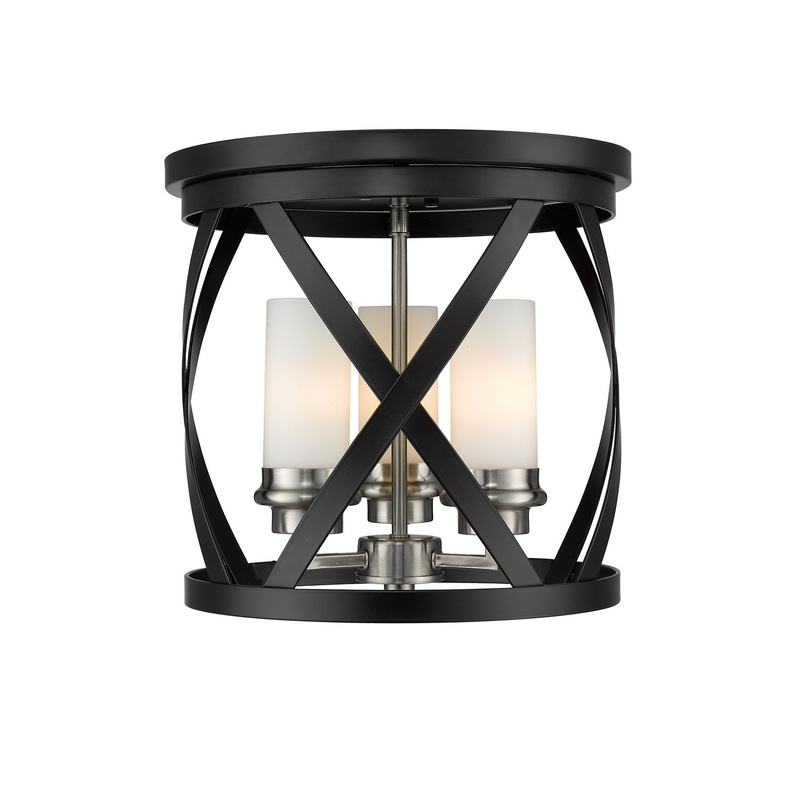 Z-Lite 481F13-MB-BN Malcalester Three Light Flush Mount, Matte Black / Brushed Nickel