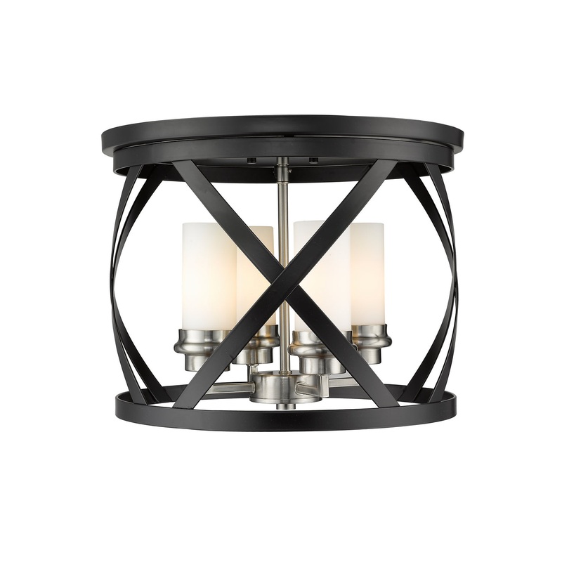 Z-Lite 481F16-MB-BN Malcalester Four Light Flush Mount, Matte Black / Brushed Nickel