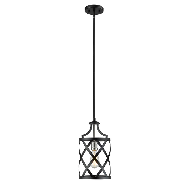 Z-Lite 481MP-MB-BN Malcalester One Light Mini Pendant, Matte Black / Brushed Nickel