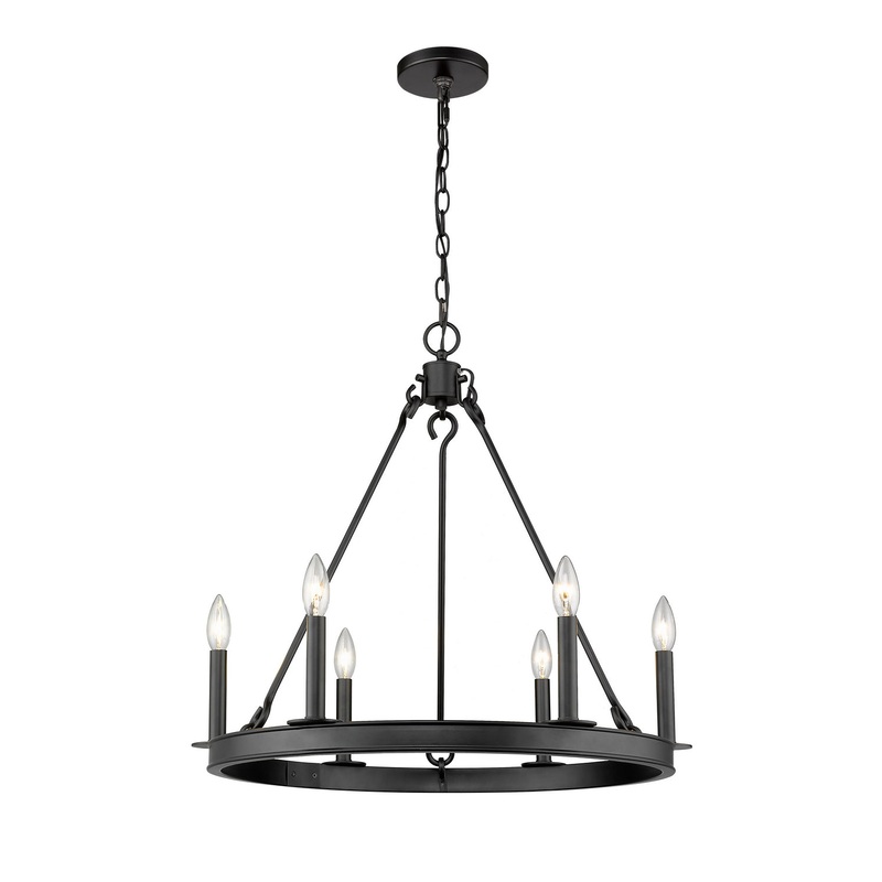 Z-Lite 482R-6MB Barclay Six Light Chandelier, Matte Black