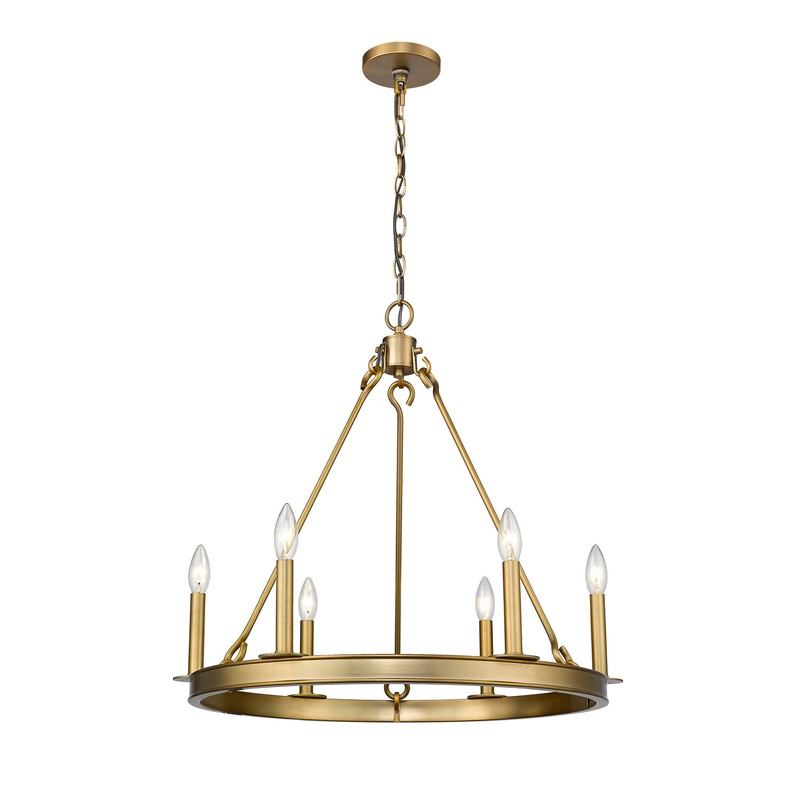 Z-Lite 482R-6OBR Barclay Six Light Chandelier, Olde Brass