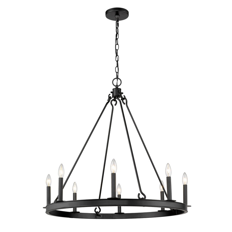 Z-Lite 482R-8MB Barclay Eight Light Chandelier, Matte Black