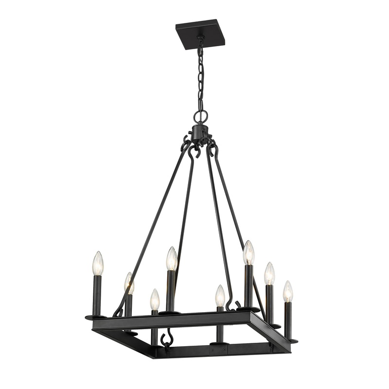 Z-Lite 482S-8-20MB Barclay Eight Light Chandelier, Matte Black