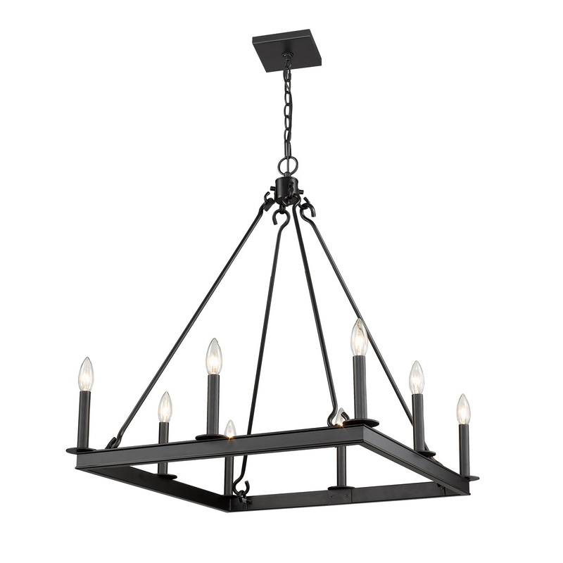 Z-Lite 482S-8-26MB Barclay Eight Light Chandelier, Matte Black
