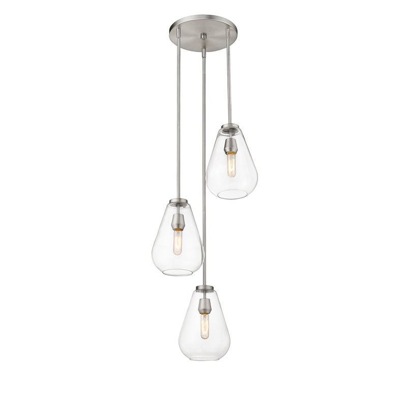 Z-Lite 488P8-3R-BN Ayra Three Light Pendant, Brushed Nickel