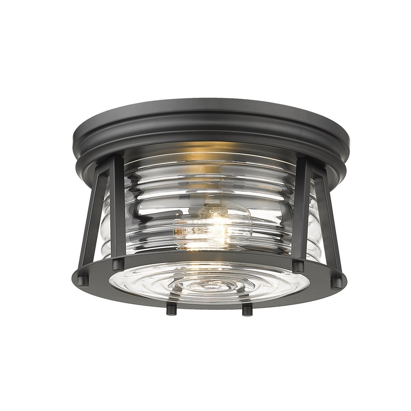 Z-Lite 491F2-MB Cape Harbor Two Light Flush Mount, Matte Black