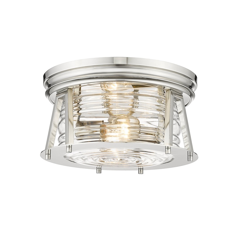 Z-Lite 491F2-PN Cape Harbor Two Light Flush Mount, Polished Nickel