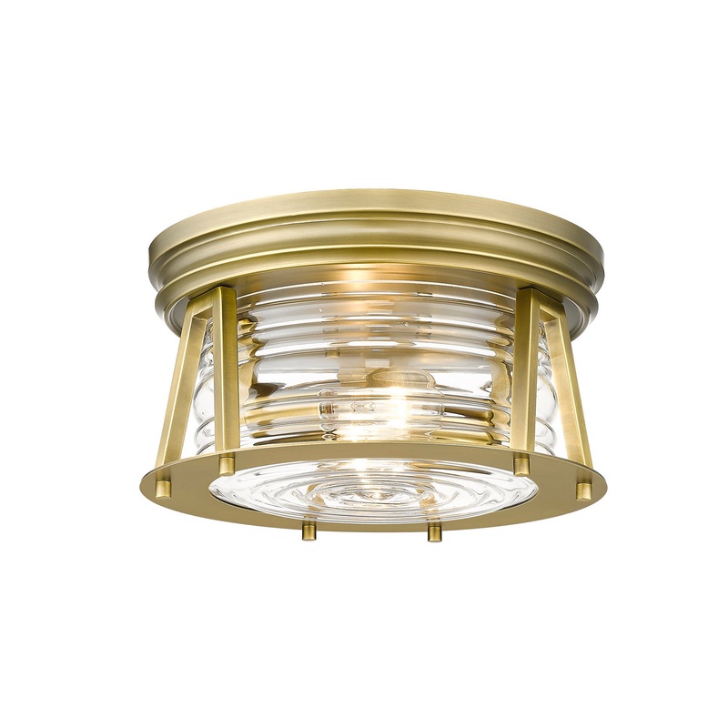 Z-Lite 491F2-RB Cape Harbor Two Light Flush Mount, Rubbed Brass