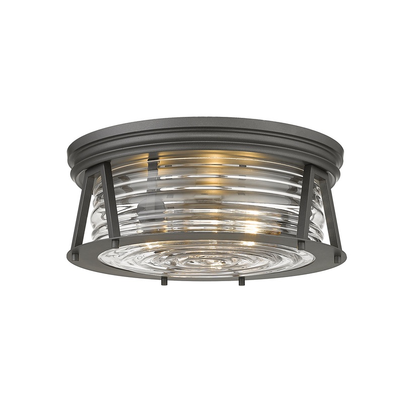 Z-Lite 491F3-BRZ Cape Harbor Three Light Flush Mount, Bronze