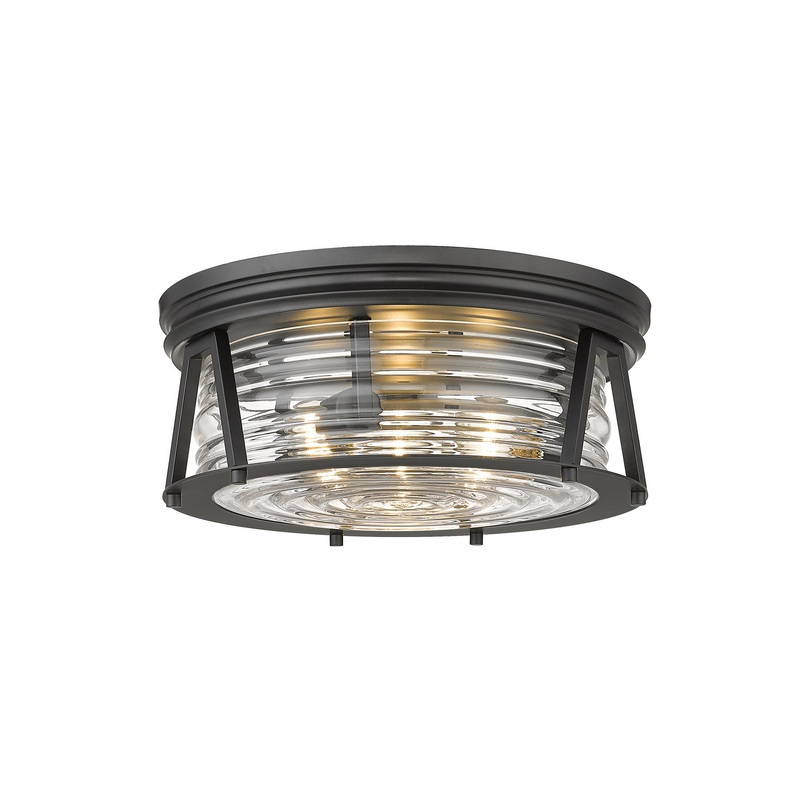 Z-Lite 491F3-MB Cape Harbor Three Light Flush Mount, Matte Black