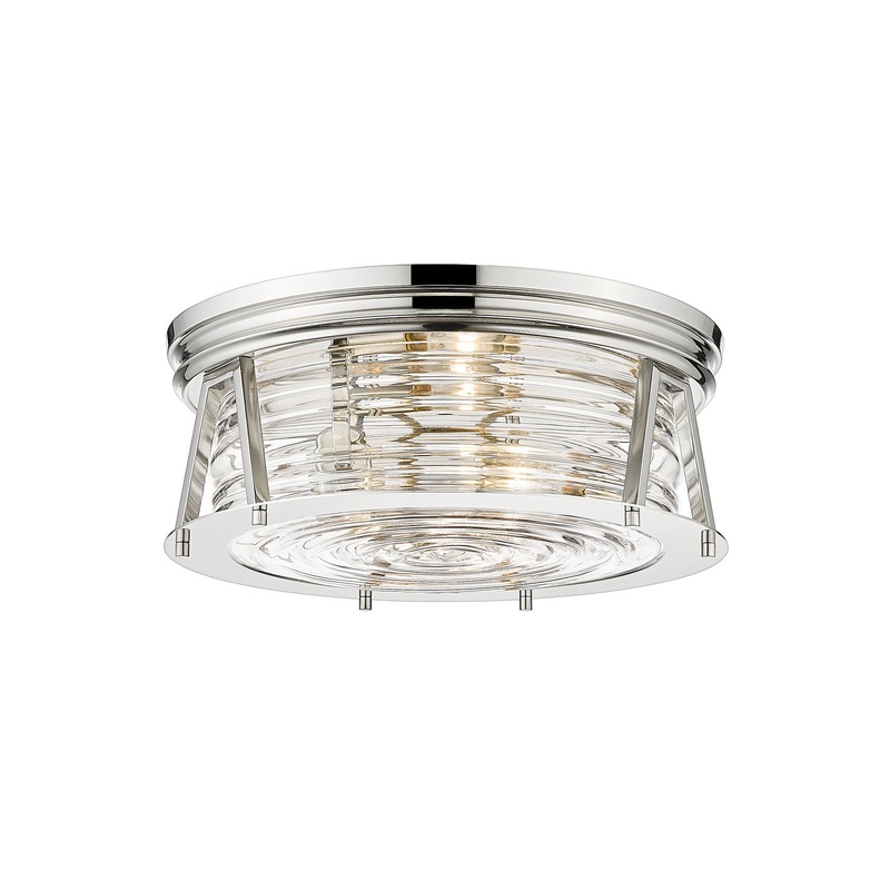 Z-Lite 491F3-PN Cape Harbor Three Light Flush Mount, Polished Nickel