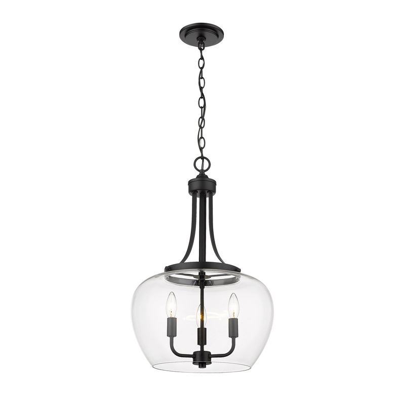 Z-Lite 473P16-MB Joliet Three Light Pendant, Matte Black