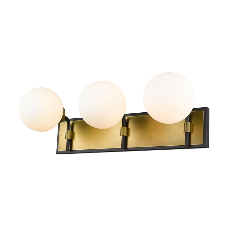 Z-Lite 477-3V-MB-OBR Parsons Three Light Vanity, Matte Black / Olde Brass
