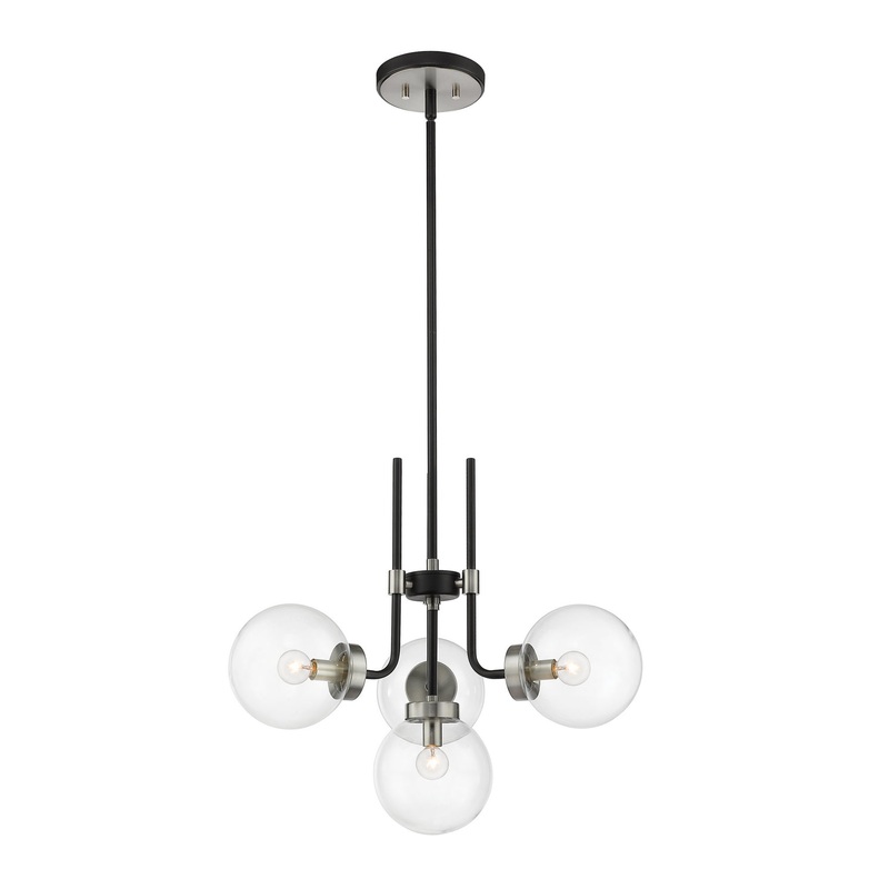Z-Lite 477-4MB-BN Parsons Four Light Chandelier, Matte Black / Brushed Nickel