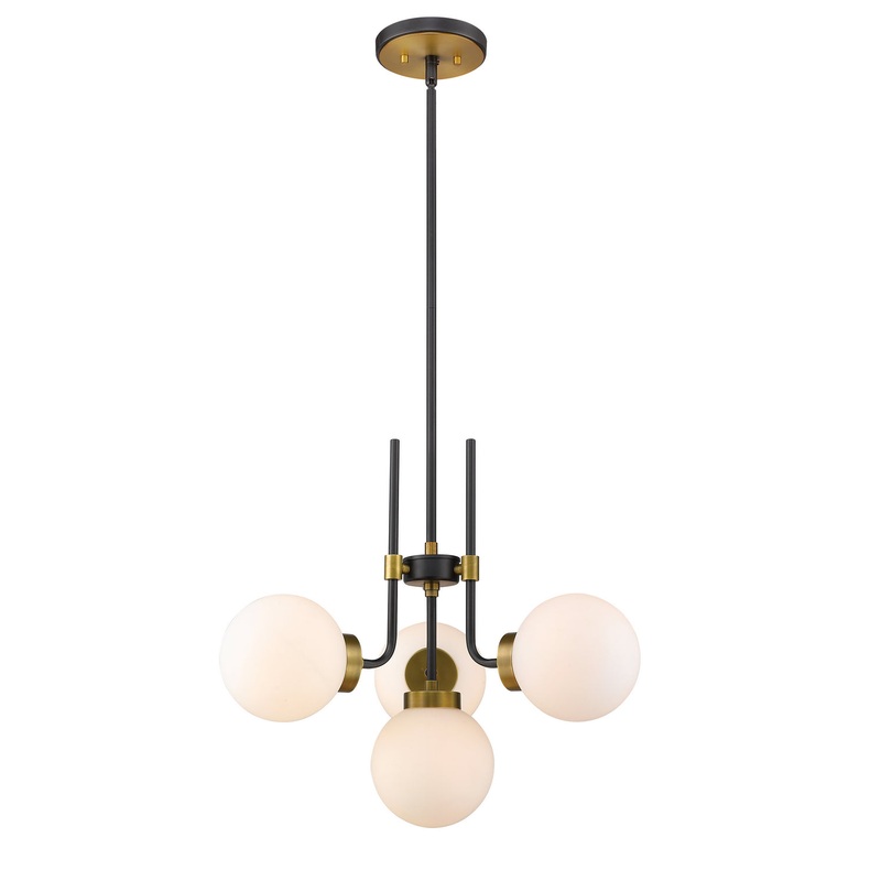 Z-Lite 477-4MB-OBR Parsons Four Light Chandelier, Matte Black / Olde Brass
