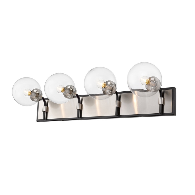 Z-Lite 477-4V-MB-BN Parsons Four Light Vanity, Matte Black / Brushed Nickel