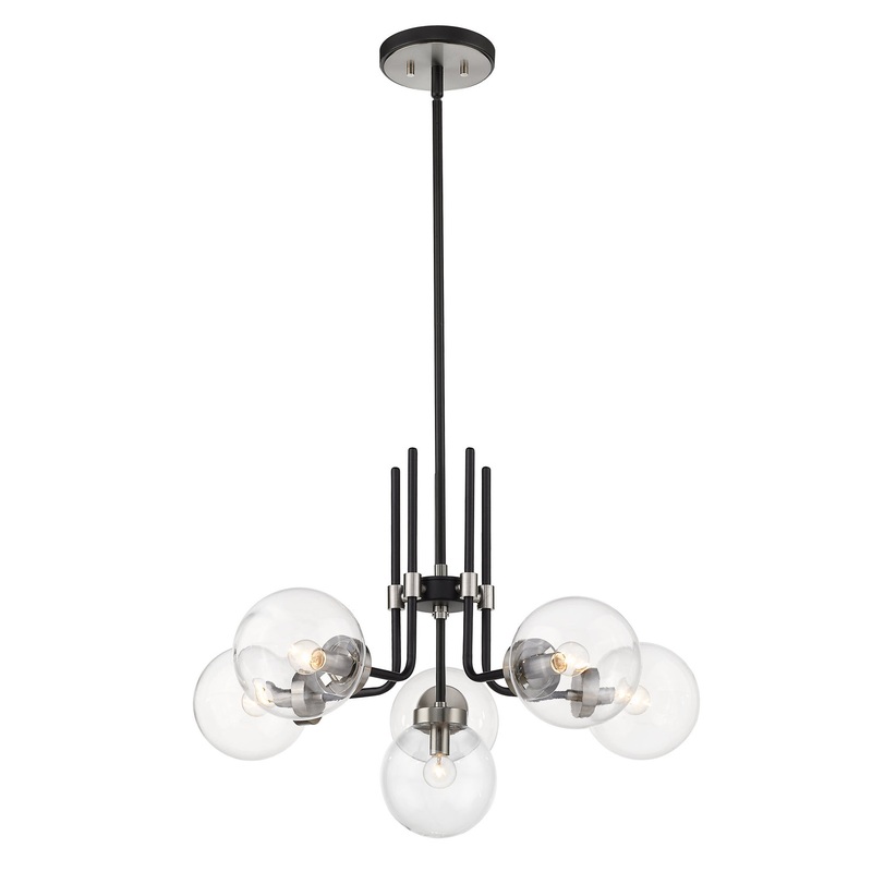 Z-Lite 477-6MB-BN Parsons Six Light Chandelier, Matte Black / Brushed Nickel