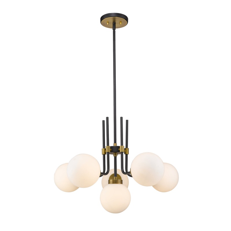 Z-Lite 477-6MB-OBR Parsons Six Light Chandelier, Matte Black / Olde Brass