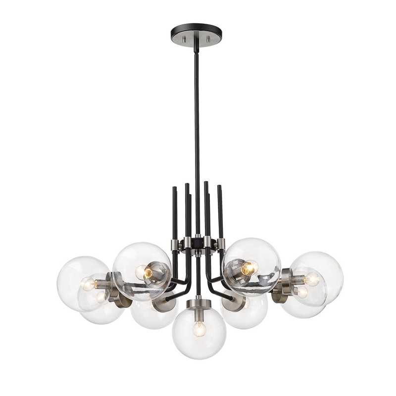 Z-Lite 477-9MB-BN Parsons Nine Light Chandelier, Matte Black / Brushed Nickel
