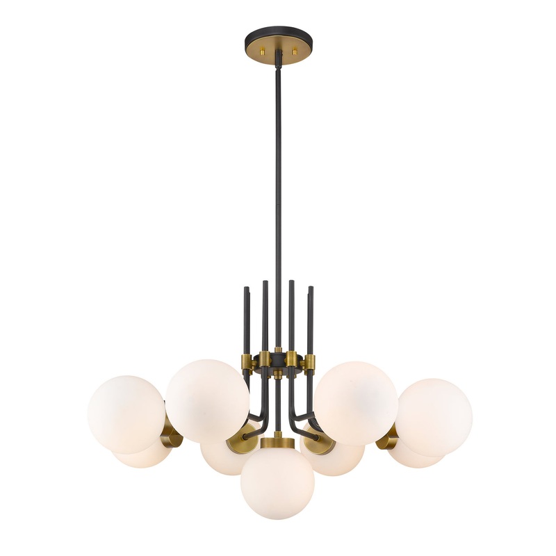Z-Lite 477-9MB-OBR Parsons Nine Light Chandelier, Matte Black / Olde Brass
