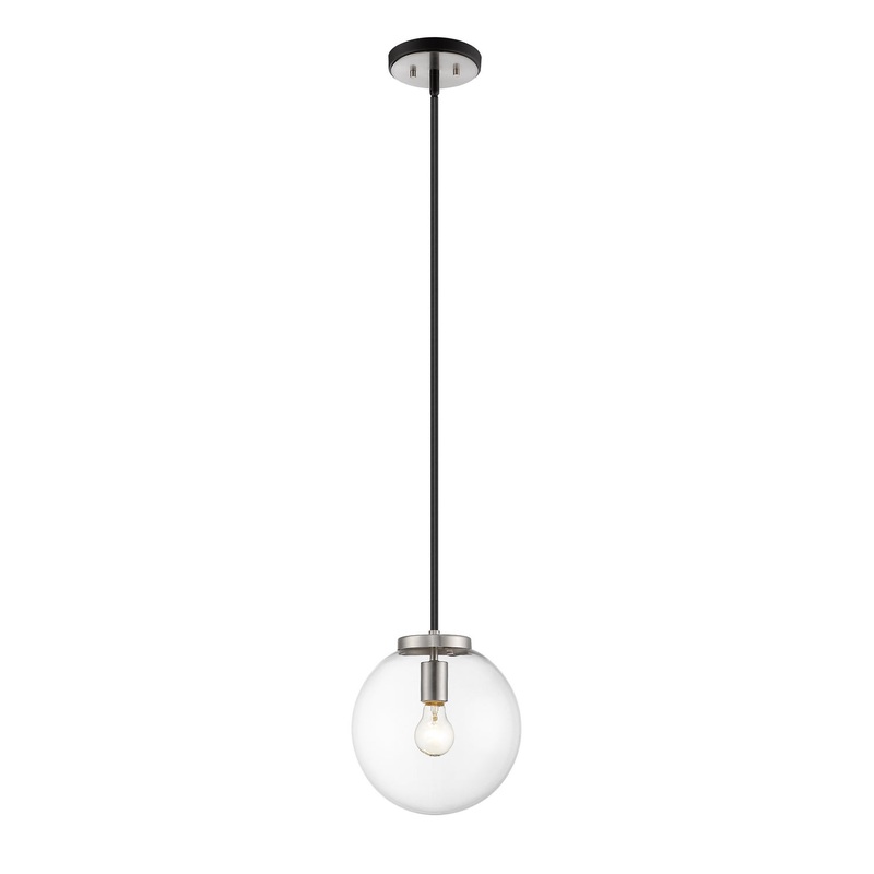 Z-Lite 477P10-MB-BN Parsons One Light Pendant, Matte Black / Brushed Nickel