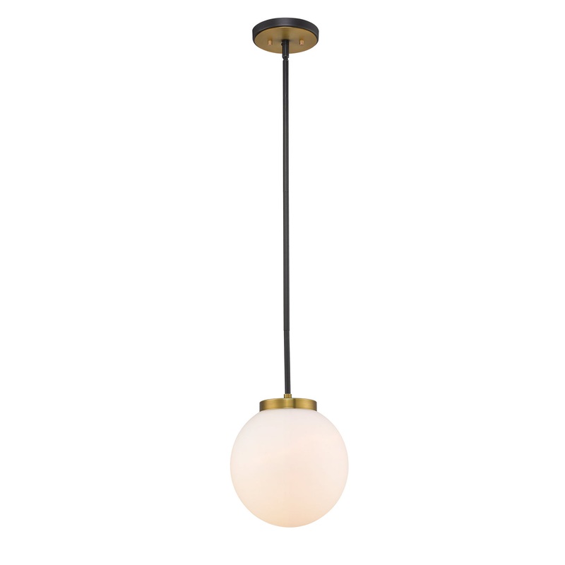 Z-Lite 477P10-MB-OBR Parsons One Light Pendant, Matte Black / Olde Brass