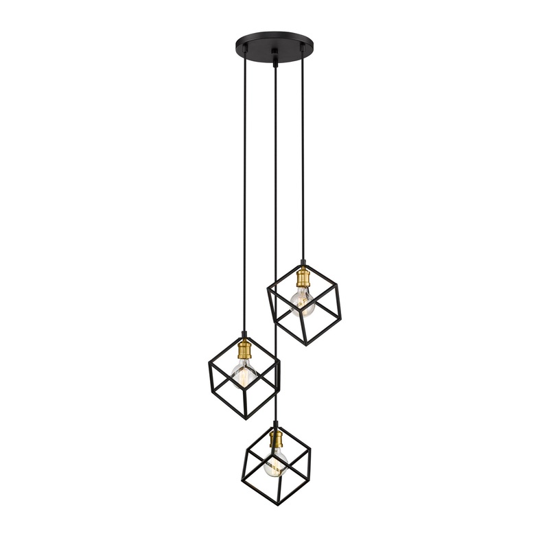 Z-Lite 478-3BRZ-OBR Vertical Three Light Pendant, Bronze / Olde Brass