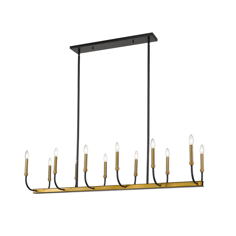 Z-Lite 479-12L-MB-OBR Haylie 12 Light Chandelier, Matte Black / Olde Brass