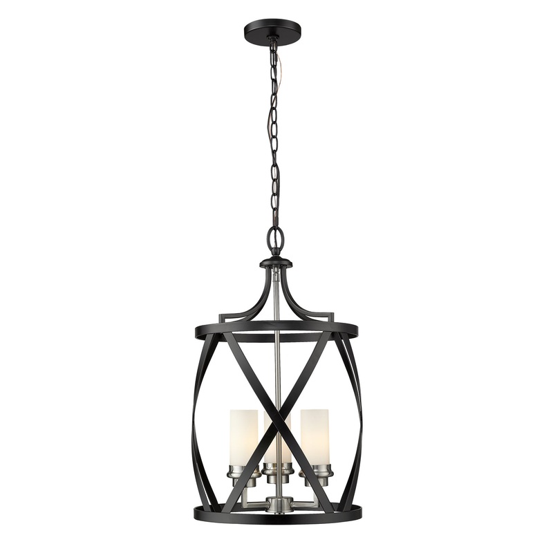 Z-Lite 481P14-MB-BN Malcalester Three Light Pendant, Matte Black / Brushed Nickel