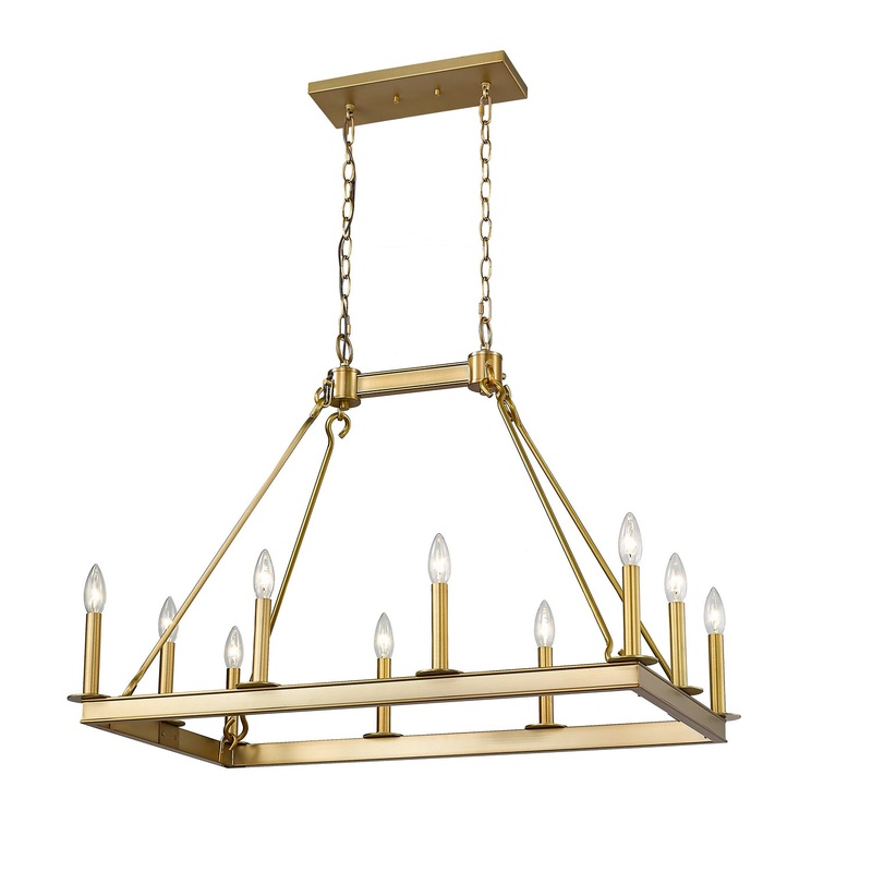 Z-Lite 482-10L-OBR Barclay Ten Light Chandelier, Olde Brass