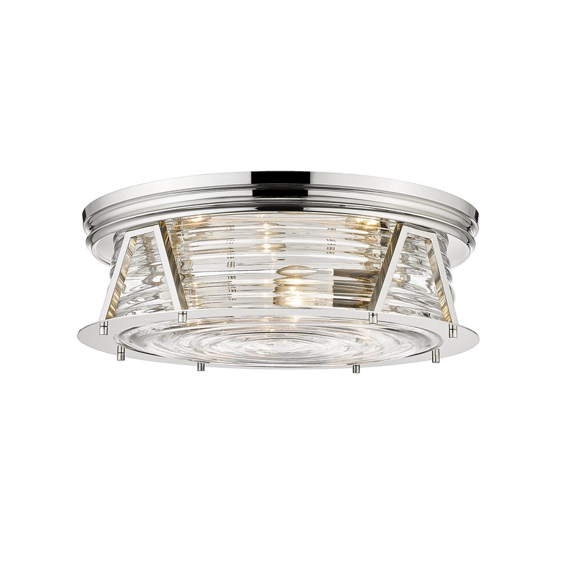 Z-Lite 491F4-PN Cape Harbor Four Light Flush Mount, Polished Nickel