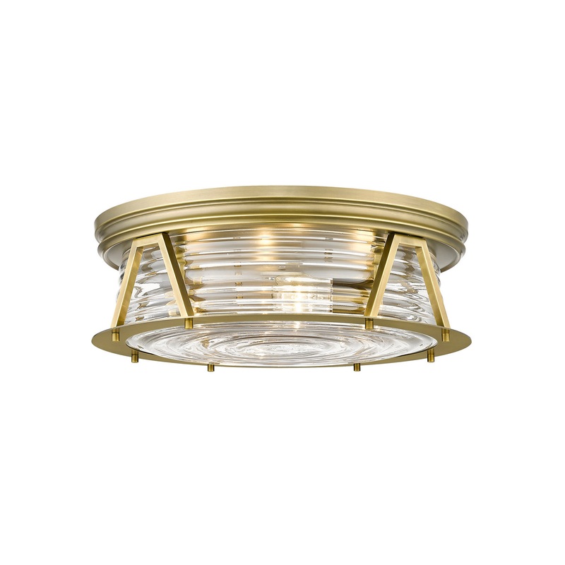 Z-Lite 491F4-RB Cape Harbor Four Light Flush Mount, Rubbed Brass