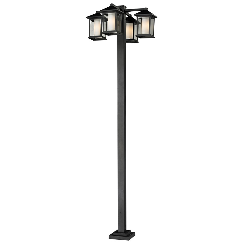 Z-Lite 523-4-536P-BK Mesa Four Head Outdoor Post, Black