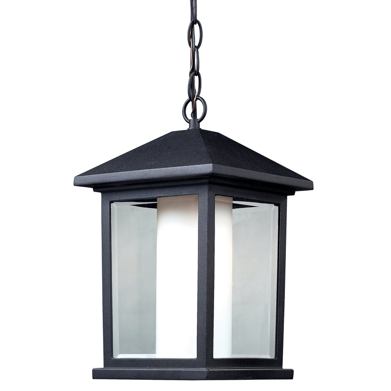 Z-Lite 523CHB Mesa One Light Outdoor Chain Mount Ceiling Fixture, Black