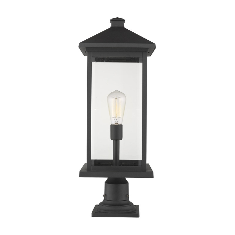 Z-Lite 531PHBXLR-533PM-BK Portland One Light Outdoor Pier Mount, Black