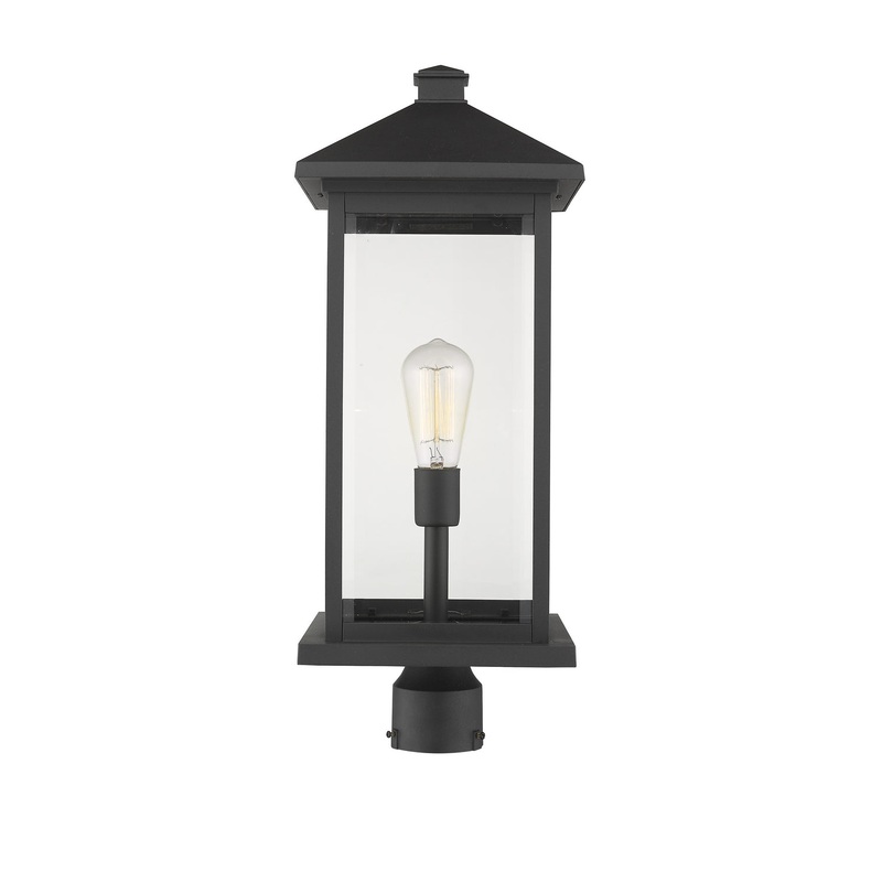 Z-Lite 531PHBXLR-BK Portland One Light Outdoor Post Mount, Black