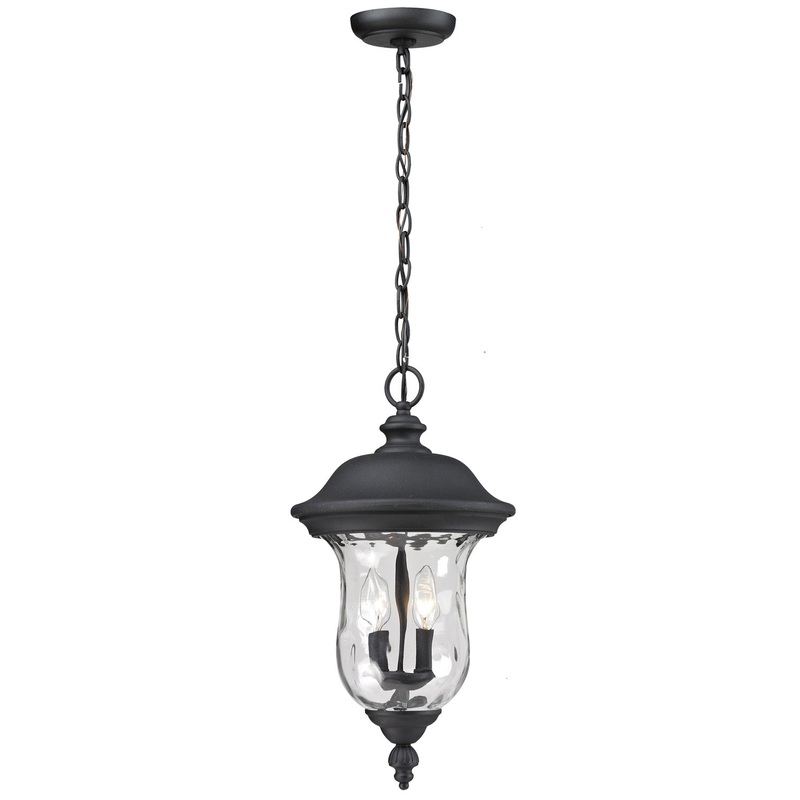Z-Lite 533CHM-BK Armstrong Two Light Outdoor Chain Mount Ceiling Fixture, Black