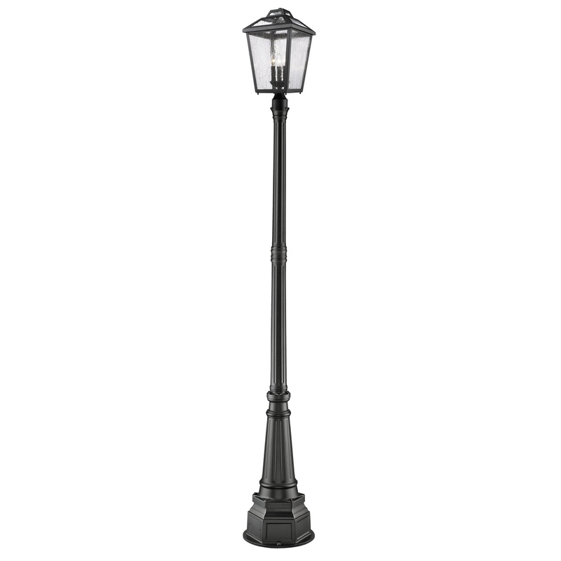 Z-Lite 539PHBR-564P-BK Bayland Three Light Outdoor Post Mount, Black