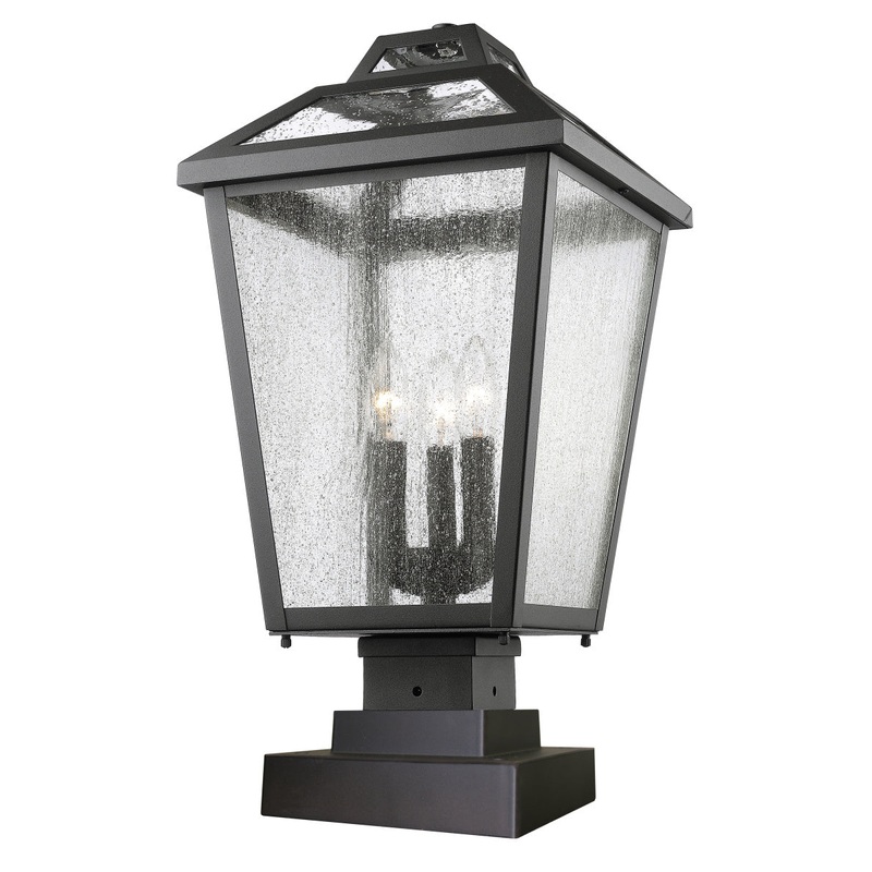 Z-Lite 539PHBS-SQPM-BK Bayland Three Light Outdoor Pier Mount, Black