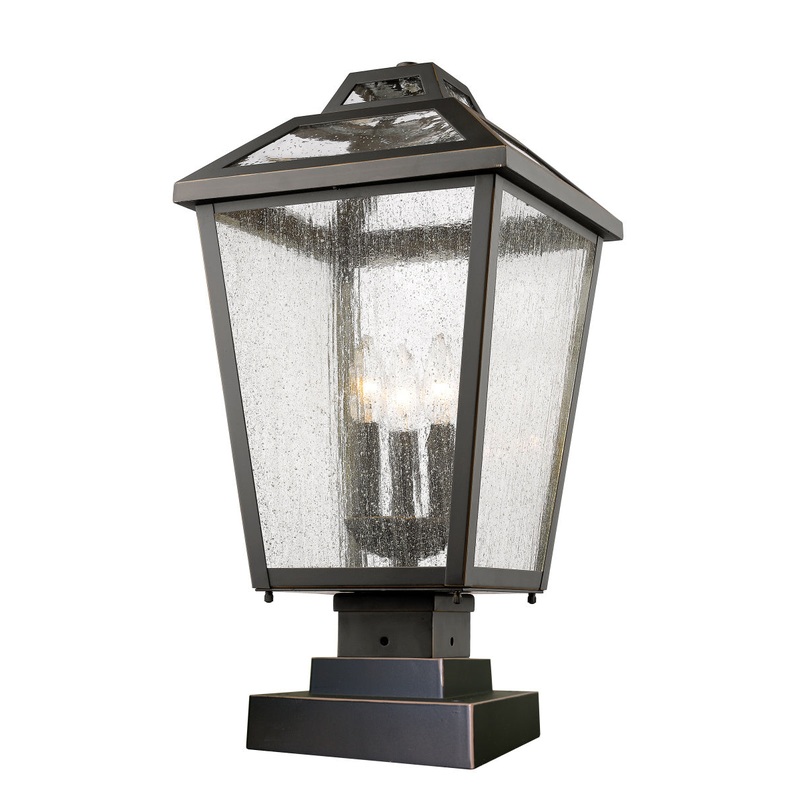 Z-Lite 539PHBS-SQPM-ORB Bayland Three Light Outdoor Pier Mount, Oil Rubbed Bronze