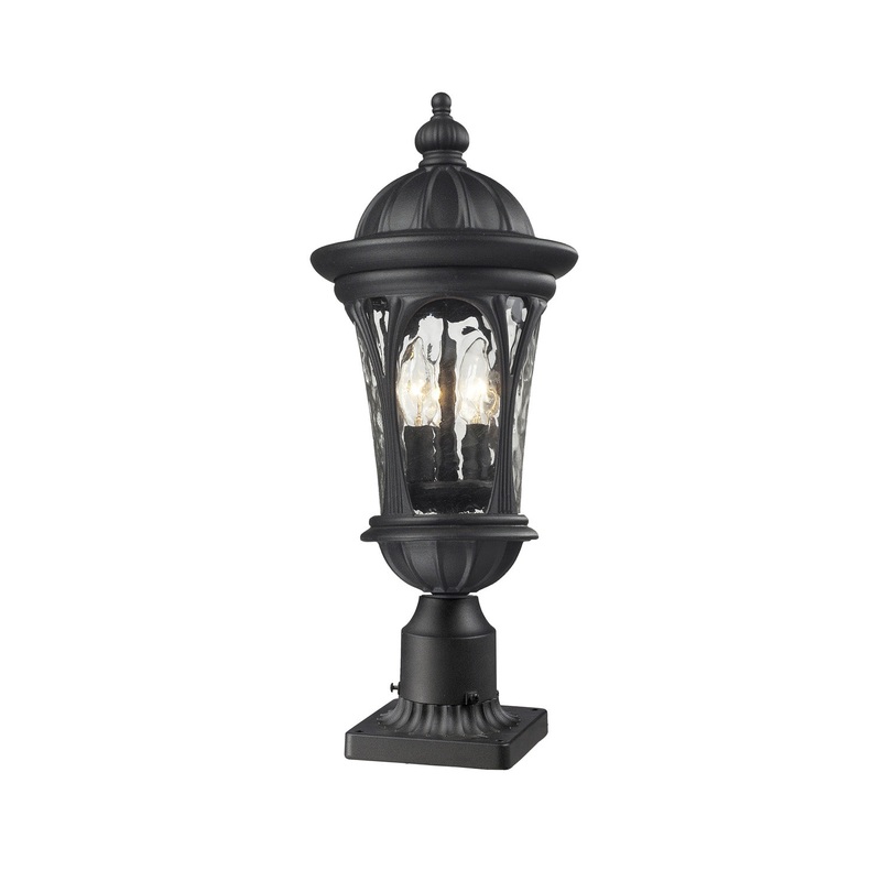 Z-Lite 543PHM-BK-PM Doma Three Light Outdoor Pier Mount, Black