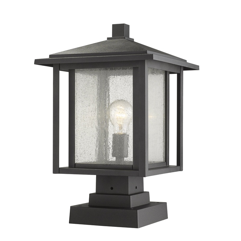 Z-Lite 554PHBS-SQPM-BK Aspen One Light Outdoor Pier Mount, Black