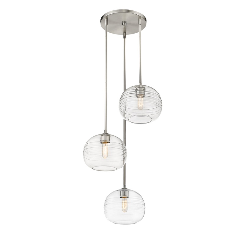 Z-Lite 486P10-3R-BN Harmony Three Light Pendant, Brushed Nickel