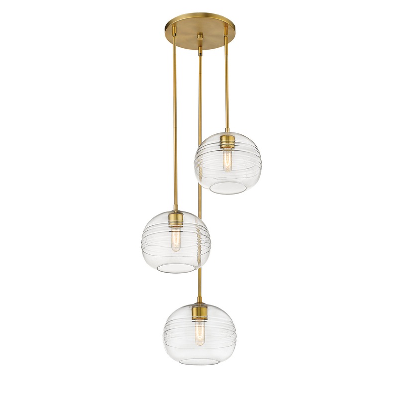 Z-Lite 486P10-3R-OBR Harmony Three Light Pendant, Olde Brass