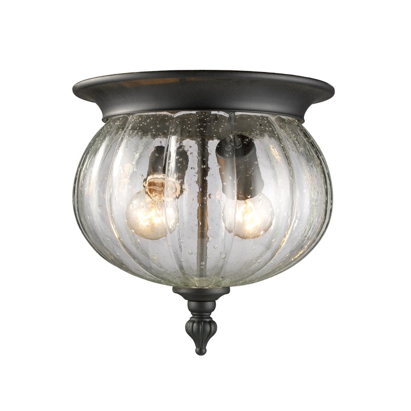 Z-Lite 516F-BK Belmont Two Light Outdoor Flush Mount, Black