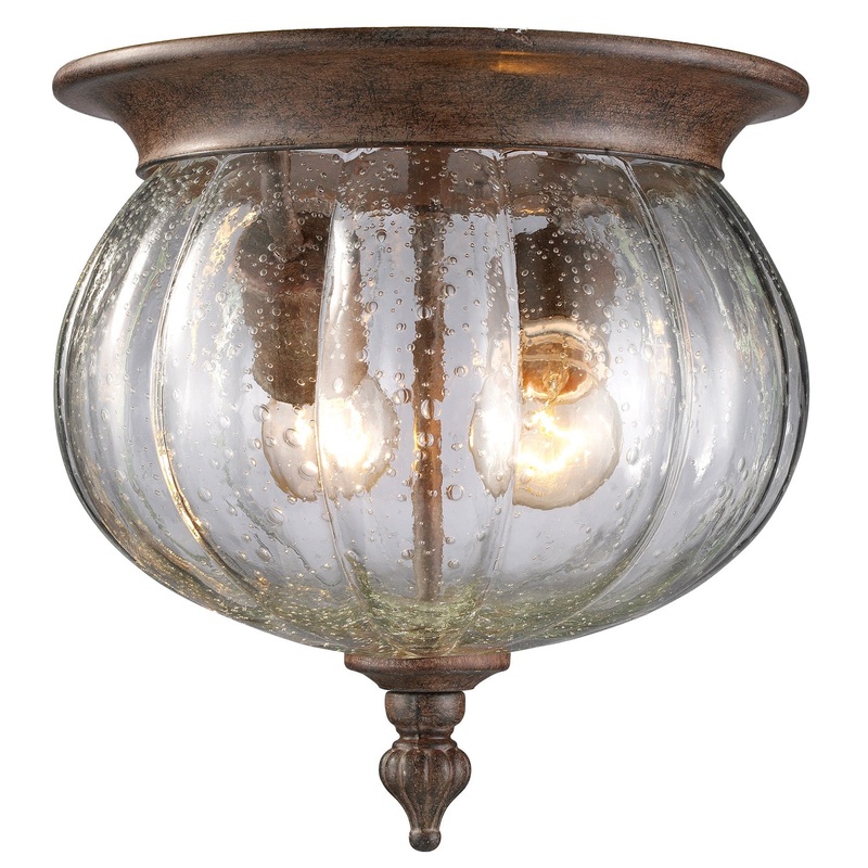 Z-Lite 516F-WB Belmont Two Light Outdoor Flush Mount, Weathered Bronze