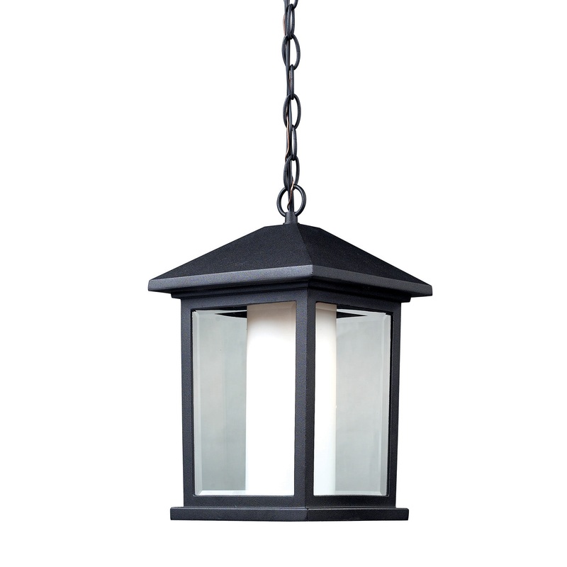 Z-Lite 523CHM Mesa One Light Outdoor Chain Mount Ceiling Fixture, Black