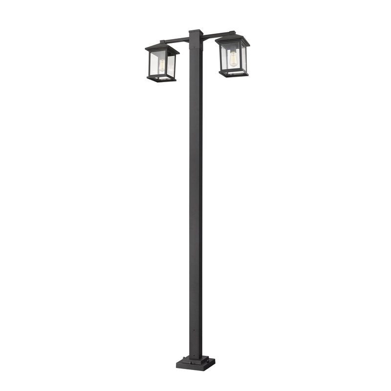 Z-Lite 531-2-536P-BK Portland Two Light Outdoor Post Mount, Black
