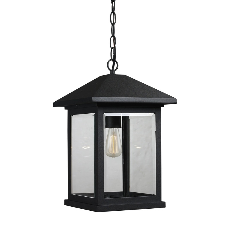 Z-Lite 531CHB-BK Portland One Light Outdoor Chain Mount Ceiling Fixture, Black