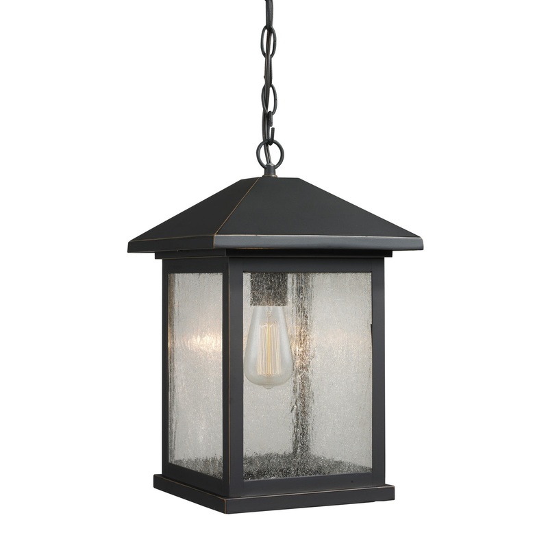 Z-Lite 531CHB-ORB Portland One Light Outdoor Chain Mount Ceiling Fixture, Oil Rubbed Bronze